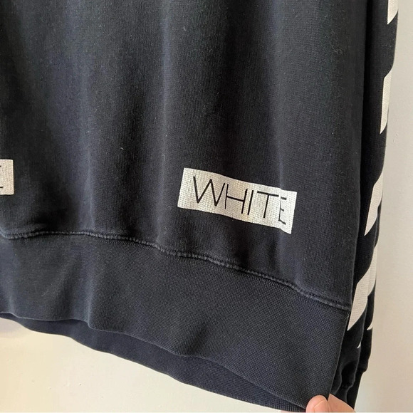 Off White Blue Collar Crewneck Sweater Virgil Abloh Streetwear Logo Small Black - Picture 2 of 13